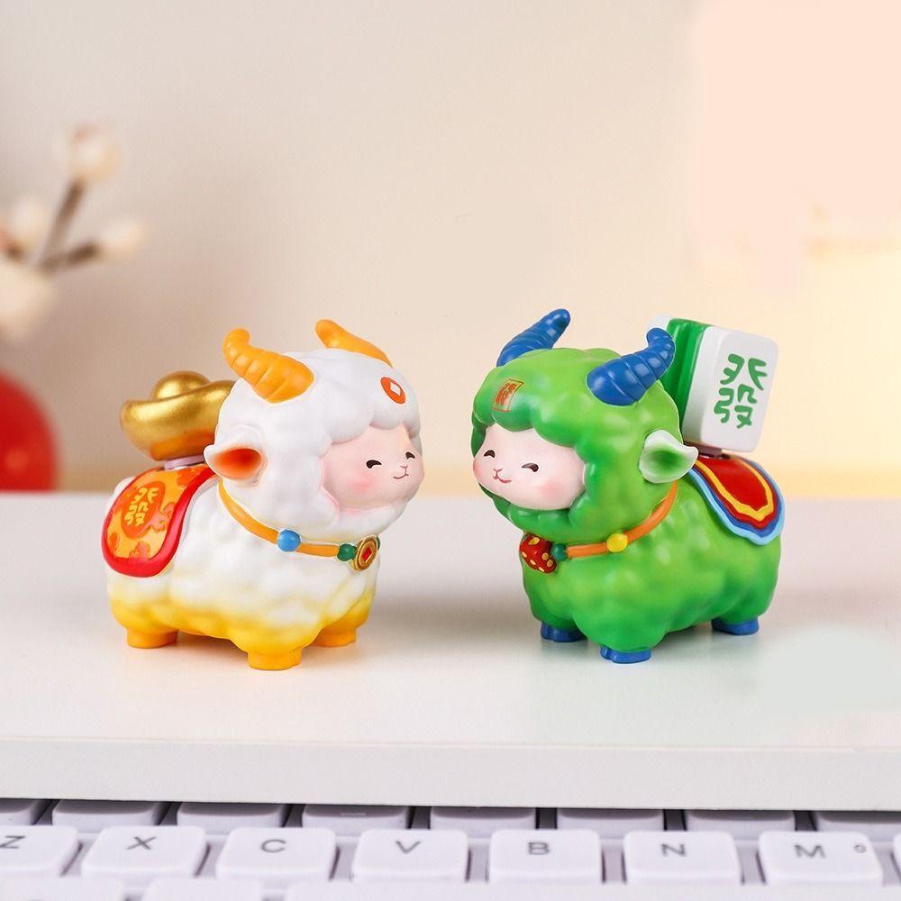 Chinese Style Sheep Desktop Ornament Kawaii Fortune Sheep Figure Desktop Decor