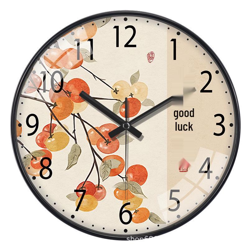 Chinese-Style Quartz Wall Clock - Modern, Punch-Free Living Room Decoration