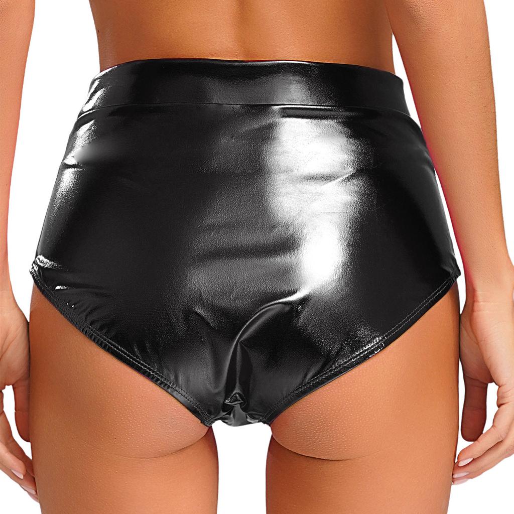 Women's Shorts Wetlook Hotpants Metallic Panties Shiny Stretch Dance Shorts Party Disco Night Club Costume