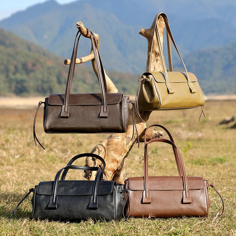 New Spring and Summer Vegetable Tanned Cowhide Underarm Bag High End Portable Pillow Women's Bag Popular Versatile One Shoulder Bag Bag