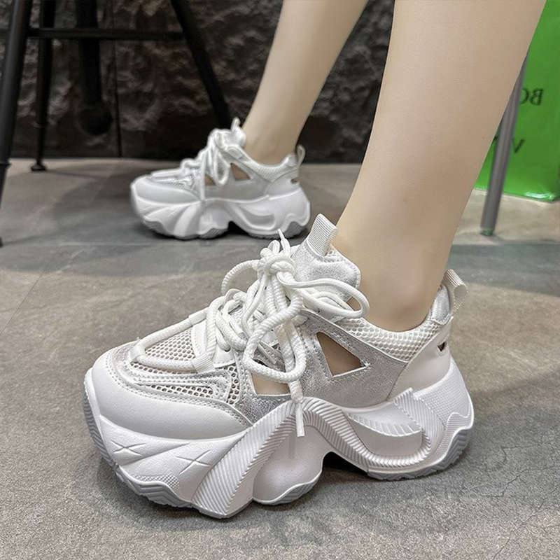 Purple thick-soled inner height-increasing dad shoes  shoes autumn new mesh breathable versatile sneakers