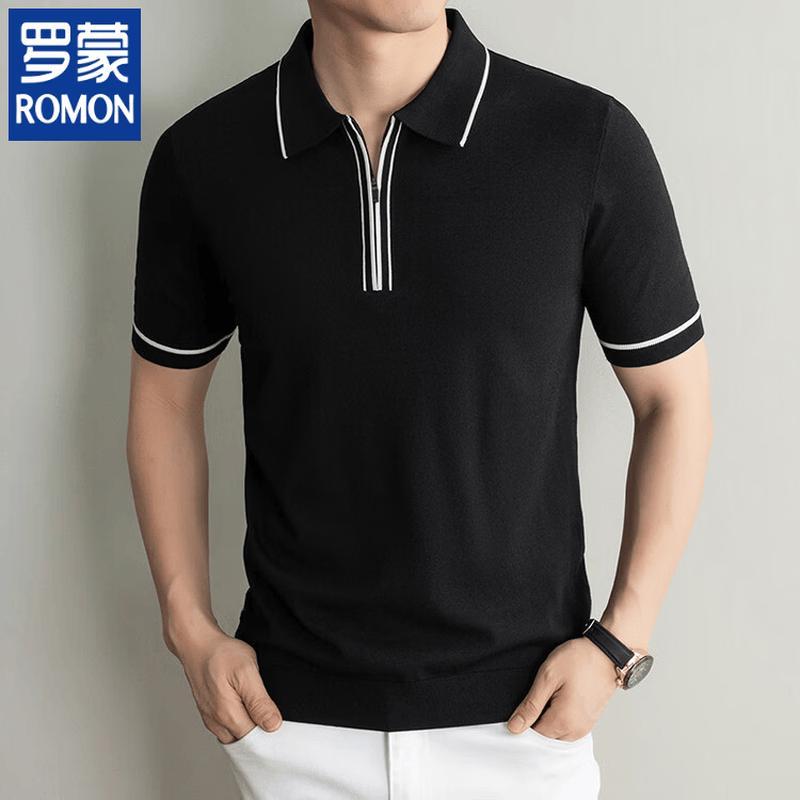 ROMON Men's Business Casual Short Sleeve Polo T-Shirt