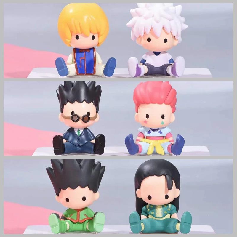 Cartoon Hunter x Hunter Anime Figure Q Version Sitting Killua Zoldyck Gon Figure Toy Doll Car Decoration Statue Model Gift