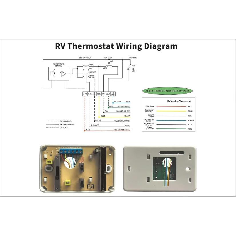 RV Thermostat, RV Analog Thermostat Replacement for Dometic (Cool Only/Furnace) 3106995.032, 12 VDC (White)