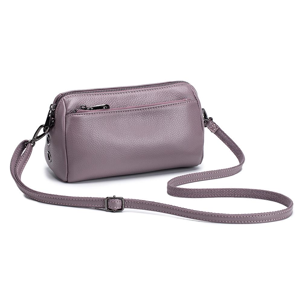 

European-American Women s Large Capacity Genuine Leather Crossbody Bag светло-фиолетовый