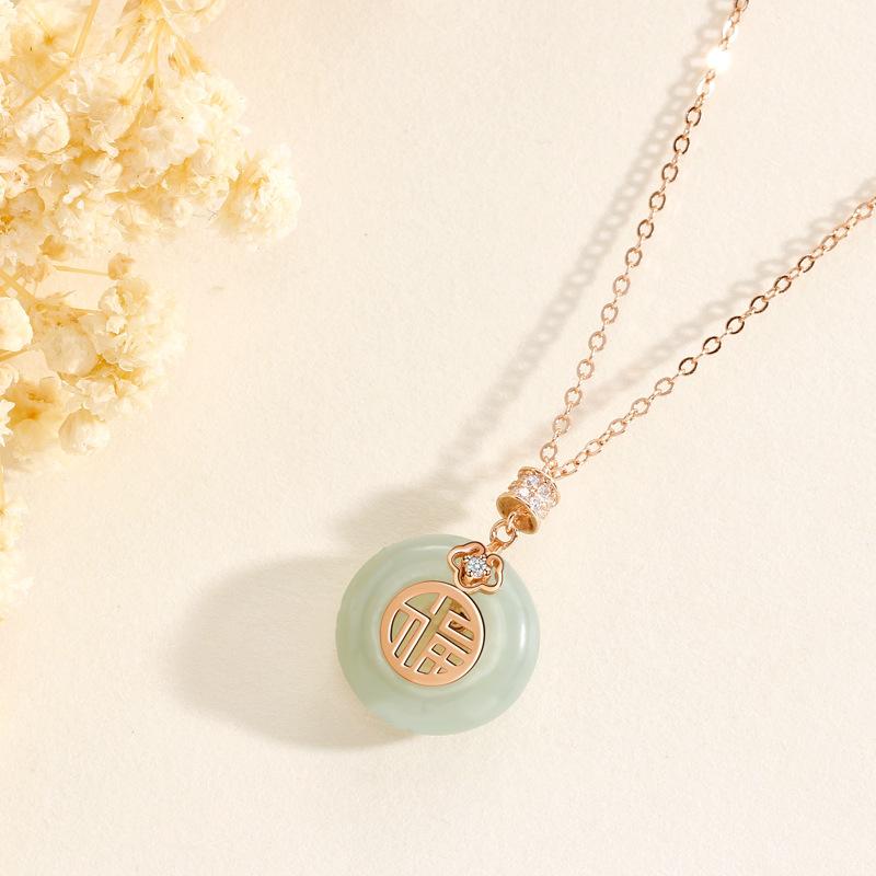 

Маленькая талия счастливая пряжка безопасности ожерелье для женщин Guochao новый китайский кулон новогодний подарок для женщин