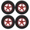 Set of 4 Aluminum Wheel Hubs with Rubber Tires for MN86 112 CarRed RC Parts (Red)