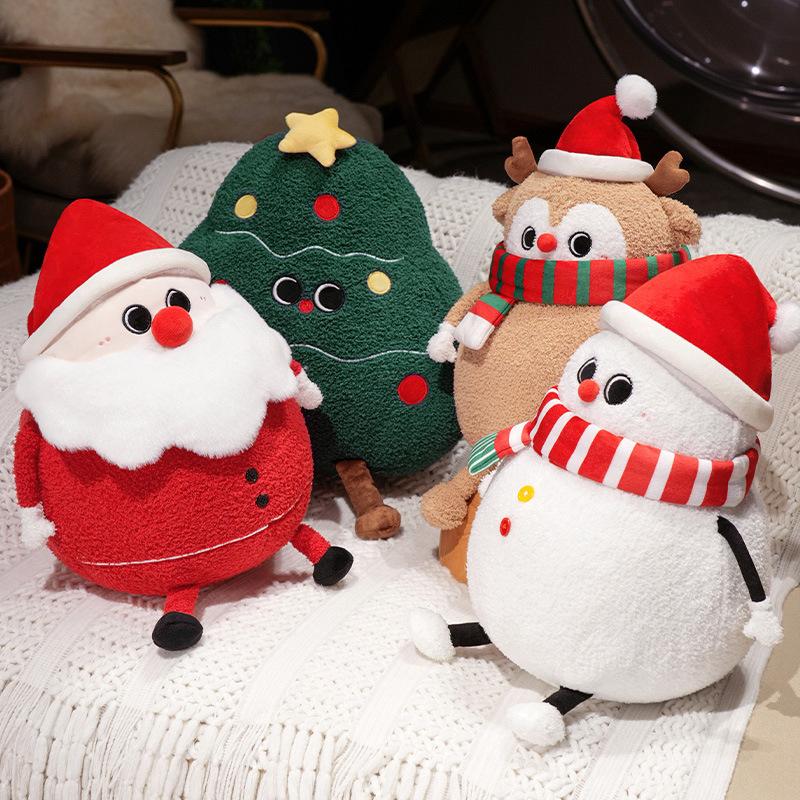 Cute Santa Claus & Elk Snowman Christmas Tree Plush Toys Stuffed Animal Doll Pillow Xmas Gifts for Children Kids Home Decoration