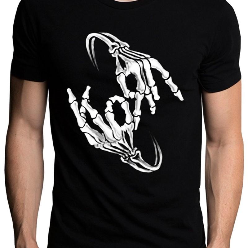 New Summer Casual Men Tee Shirt Korn Band Skeleton Sign Bone Logo Men's T-Shirt Streetwear