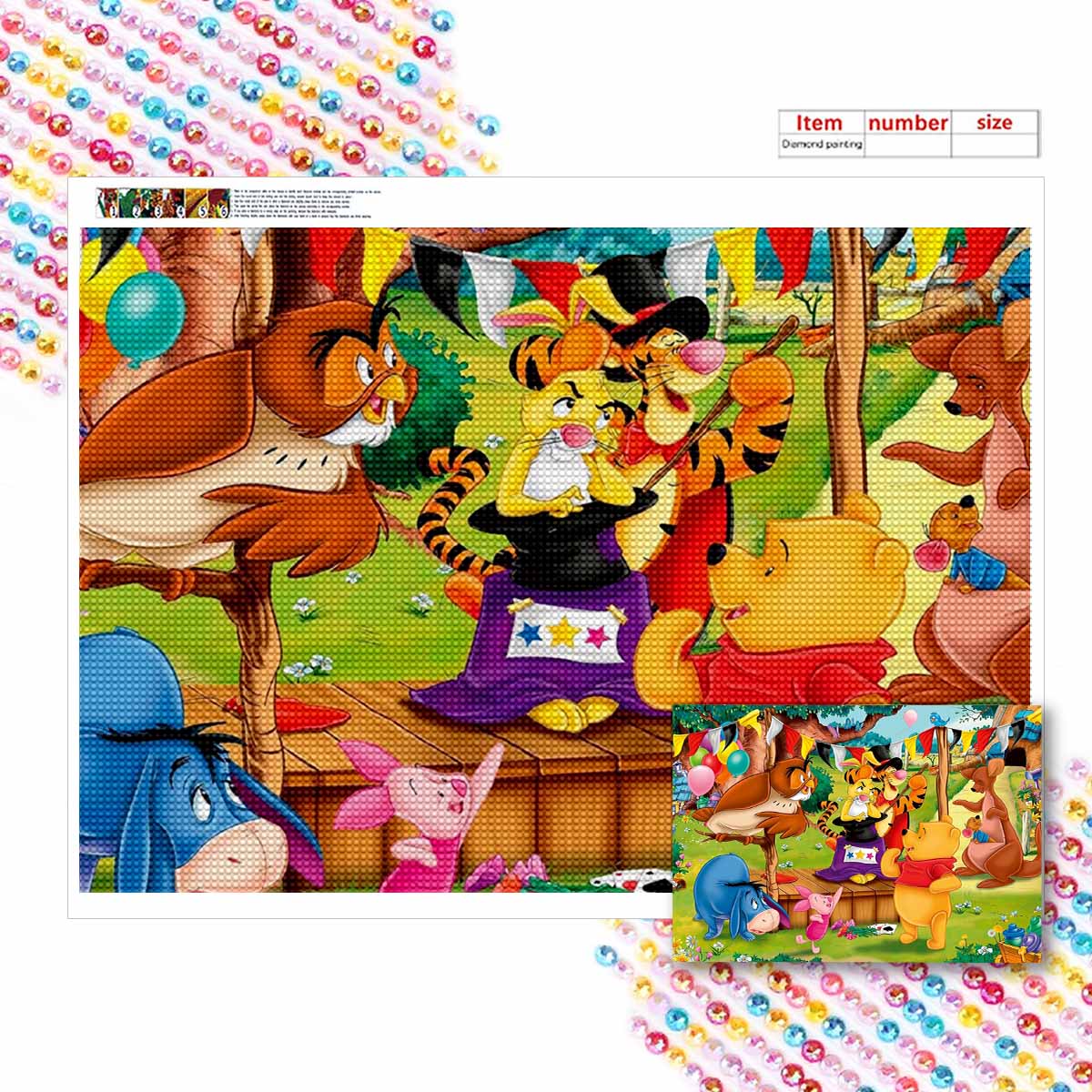 

5D Diy Diamond Painting A Gathering of Animals Full Drill Rhinestones Mosaic Embroidery Handmade Products Home Decor Gift Round 20x30cm