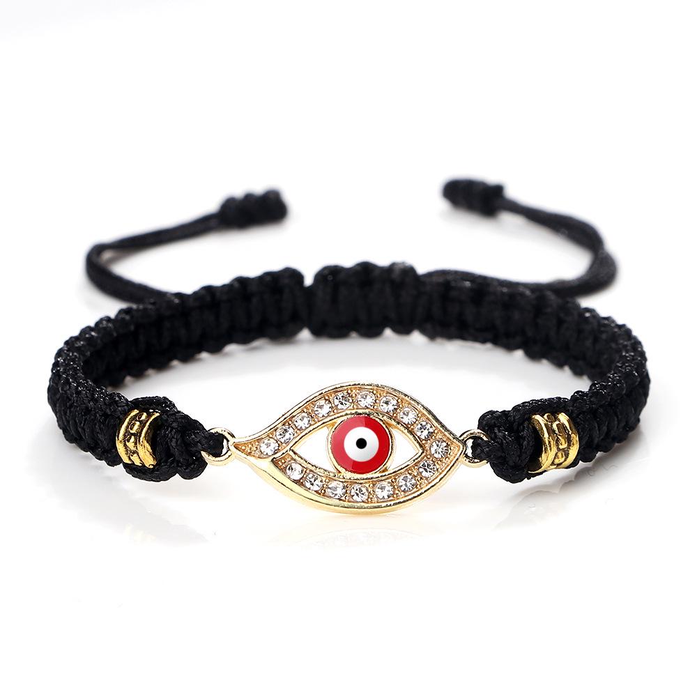 Retro-Style Evil Eye Bracelet: Handmade Woven Cord, Adjustable for Women