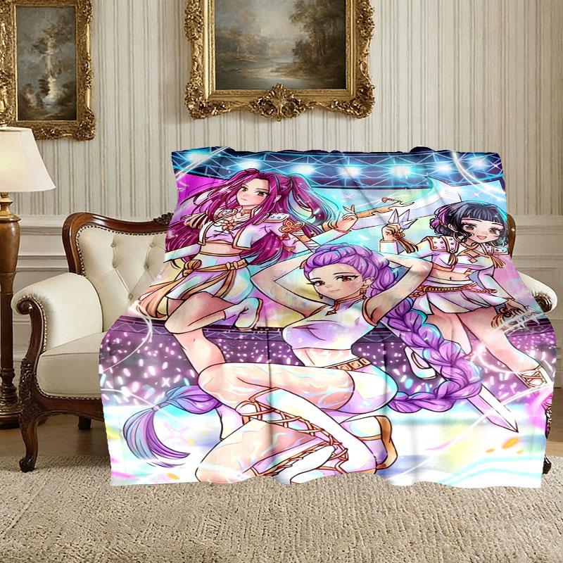 Soft Kpop Demon Hunters Blanket Perfect for Snuggling Up on the Sofa, Ideal for Cozying Up in the Bedroom