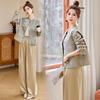 Spring 2026 Elegant High-Waisted Satin Two-Piece Suit for Women: New Chinese Style