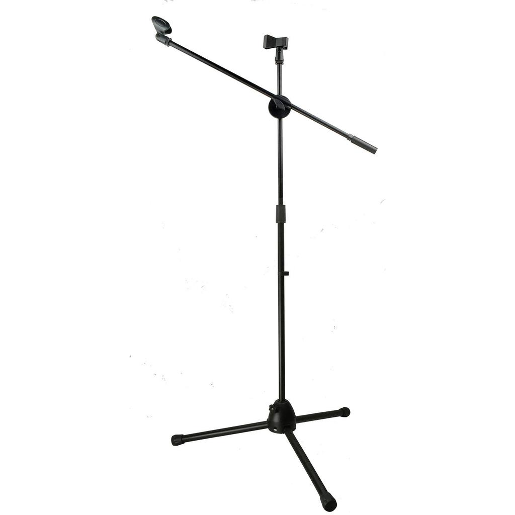 Microphone Stand Adjustable Mic Floor Tripod with Clip for Singing Stage Performance Dual