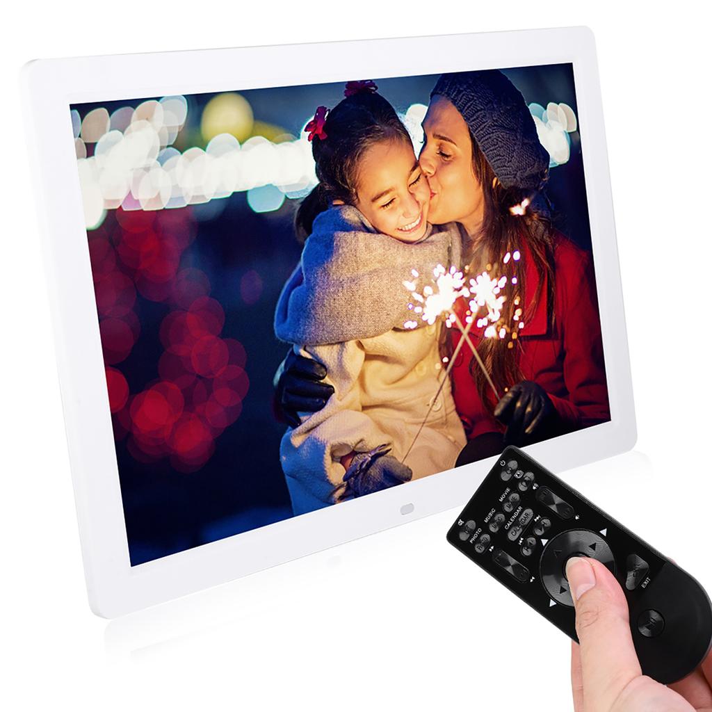 17Inch 1440*900HD Digital Photo Picture Frame Alarm Clock Player Album Remote Control White