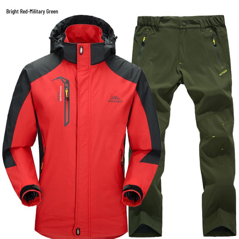 Unisex Windproof & Waterproof Jacket and Pants Set for Spring/Autumn – Ideal for Mountaineering