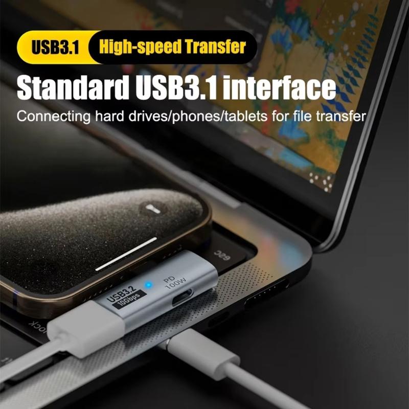 2pcs Type C Converter Adapter PD100W Fast Charging Splitter Support 10Gbps Data for Multiple Devices and Travel Use