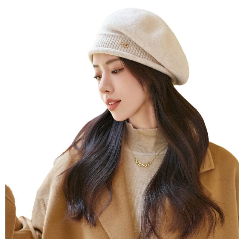 FallSeason and ColdSeason Thick Hat for Women Solid Color Versatile Knitted Wool Hat for ColdSeason Warm Wool Beret