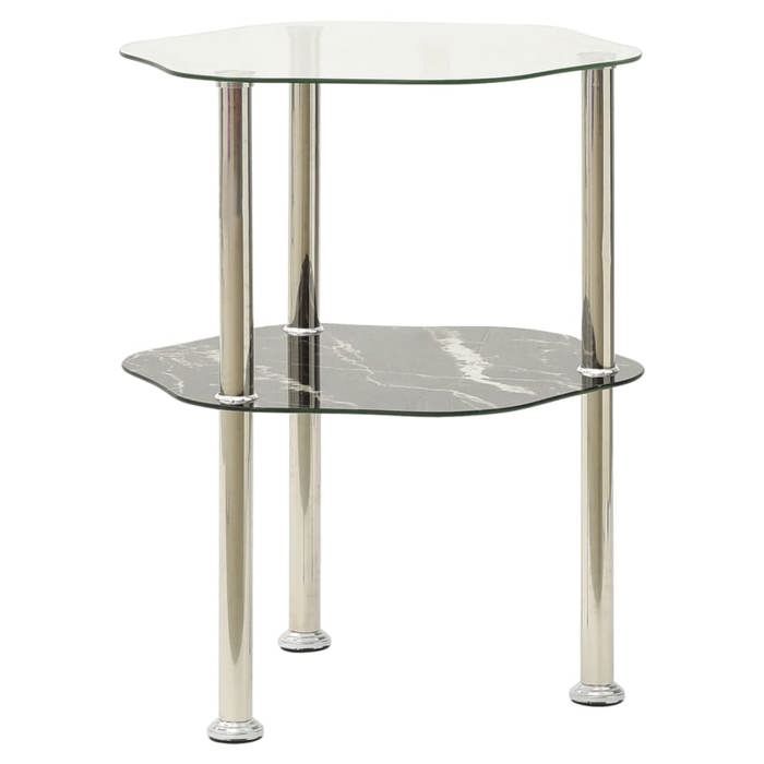 VidaXL Table 2 niveaux Transparent et noir 38x38x50 cm Verre trempé 322792