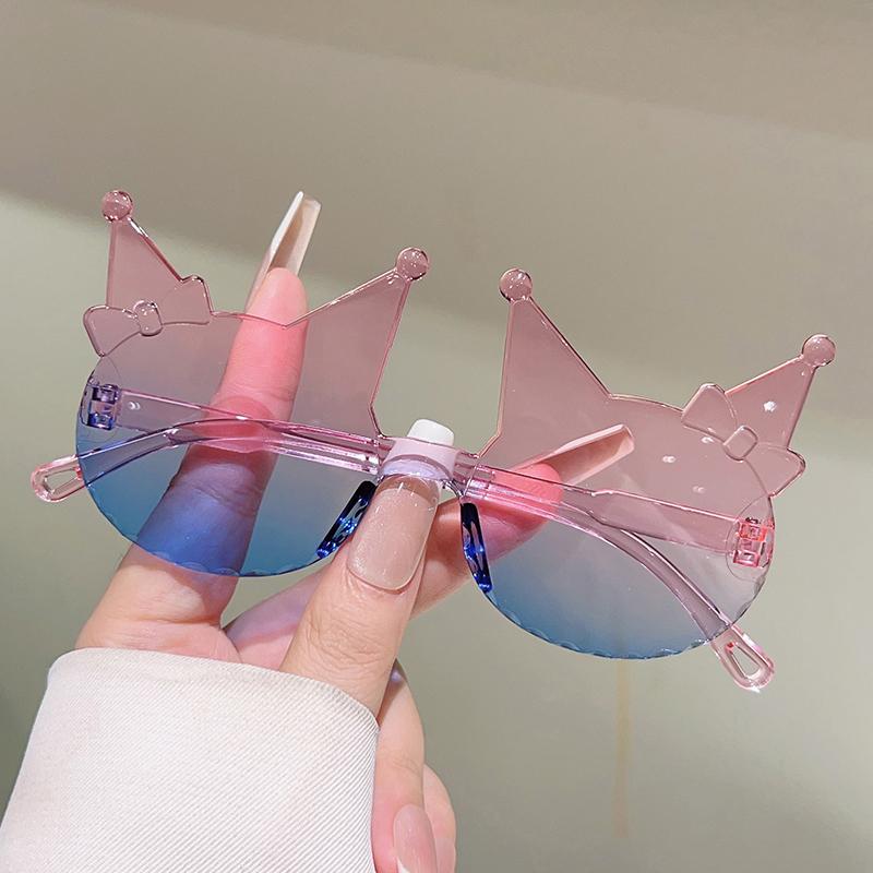 1/8 Pcs Rimless Kitten Shaped Sunglasses for Girls New Gradient Multi-color Decor Sun Glasses Cute Candy Color Kids Shades