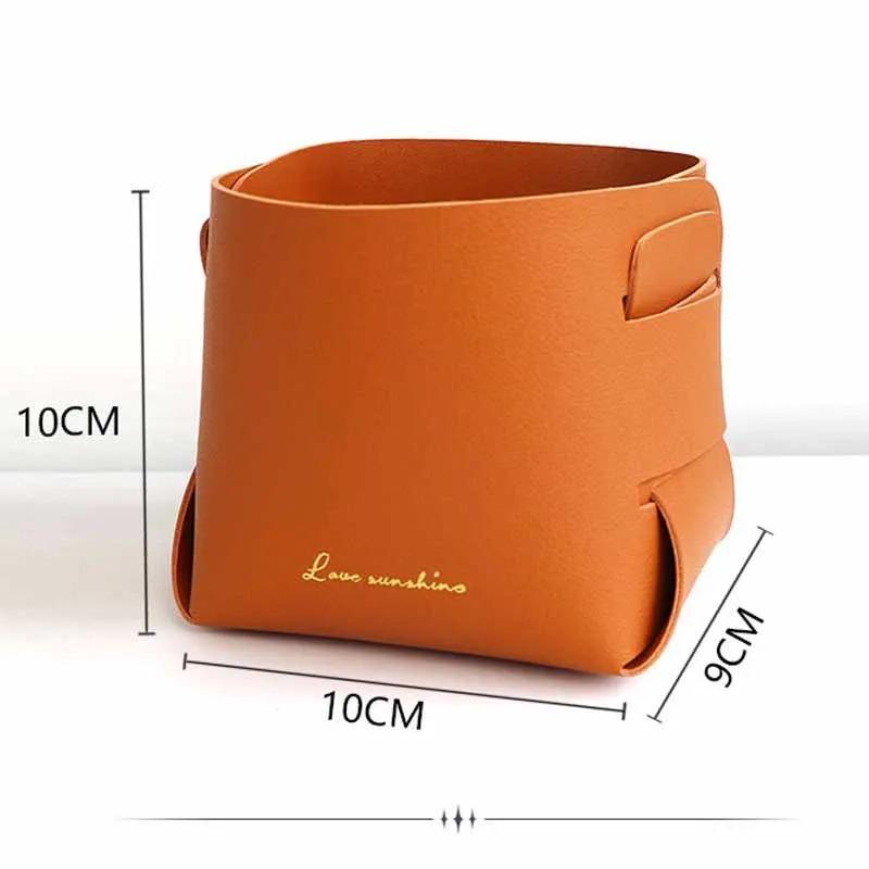 Creative PU Leather Storage Box Nordic Desktop Decorate Jewelry Keys Display Tray Makeup Organizer Container Books Plants Holder