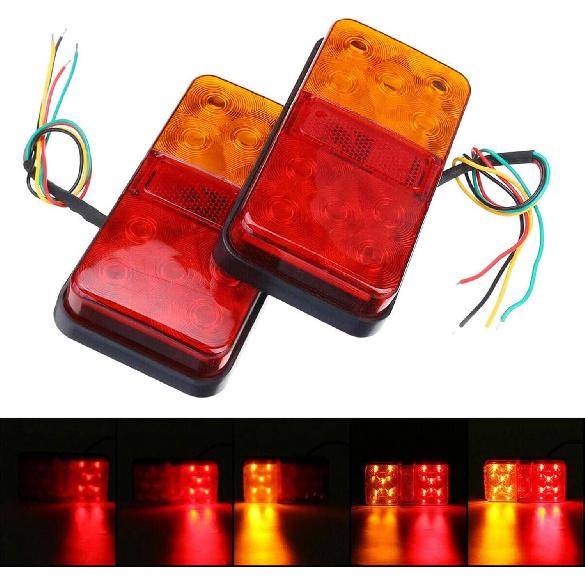 2PCS 12V LED Rear Tail Lights Trailer Lights Universal 10Leds Stop Brake Light Turn Signal Indicator Lamp for Caravan Van Boat Camper Truck Lorry
