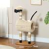 Škrabadlo pro kočky v designu ovečky, se škrabacími sloupky, tunelem a hračkou, 98 cm, světle hnědé