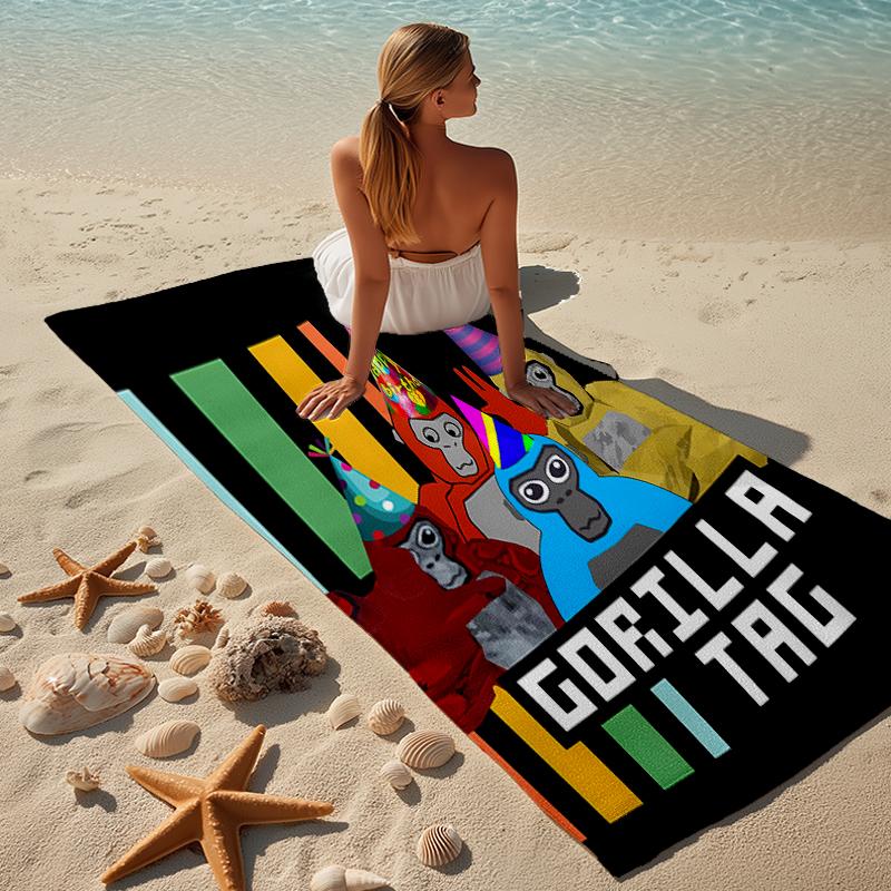 proof beach towel with a Gorilla Tag pattern - soft,absorbent,quick-drying,machine washable - perfect for swimming,camping,bathing