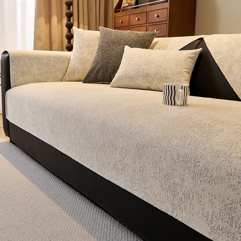 

One Piece Sofa Cover Fabric Straight Row Anti Slip Fixed Sofa Cushion Cover Soft and Simple Solid Color Suitable for All Seasons 45x45cm pillowcase бежевий
