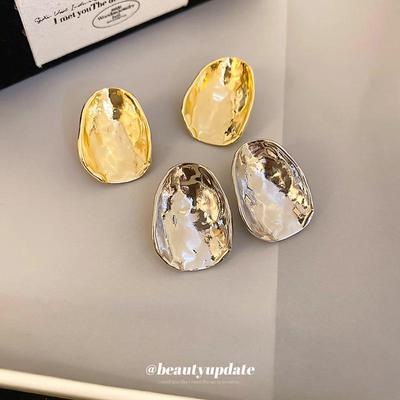 Silver Needle Irregular Metal Stud Earrings - High-End Niche Fashion for Women