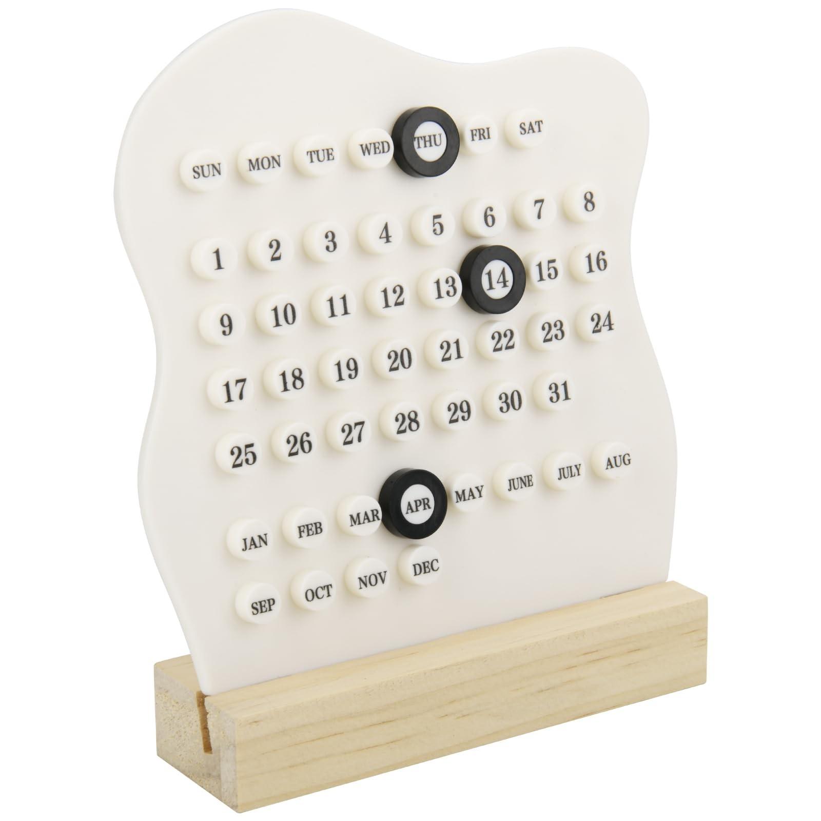 Creative Manual Wooden Desk Calendar Adjustable Week Month Date Display Calendar Household Office Desk Family Room Decoration белый