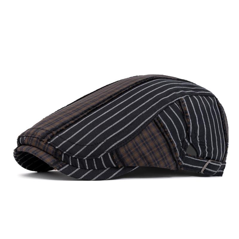 Beret British Retro Color Block Peaked Cap Women's Summer Plaid Newsboy Cap