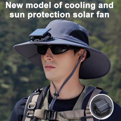Fan Hat Wide-Brimmed Outdoor Hat with Fan Design Breathable Mesh 3 Gear Adjustable Speed Hiking Cycling Fishing Hat