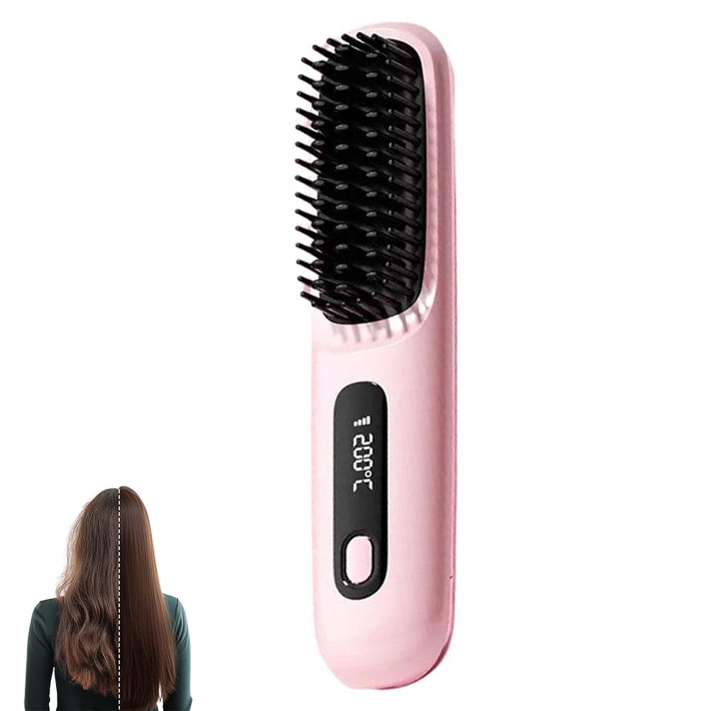 2 in 1 Hair Straightener Curling Brush LCD Digital Display Constant Temperature Hair Care Anti-Scald Nano-Ceramic Styling Tool
