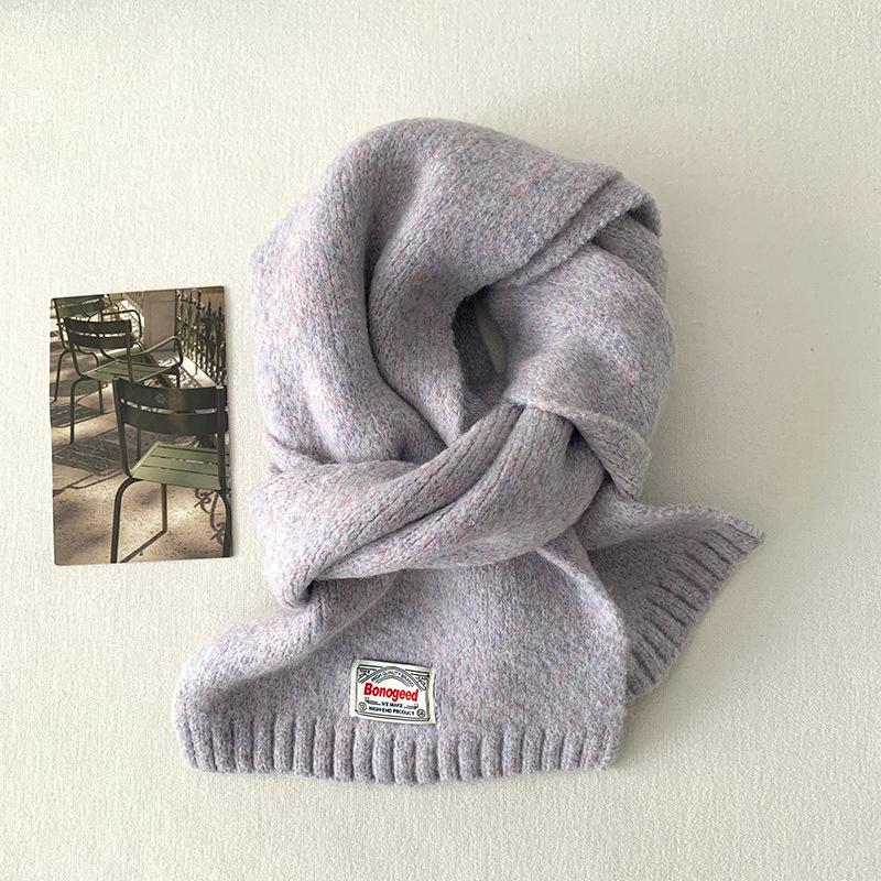 Korean autumn and winter new student solid color knitted scarf women's warm neck protection scarf versatile fashion knitted scarf
