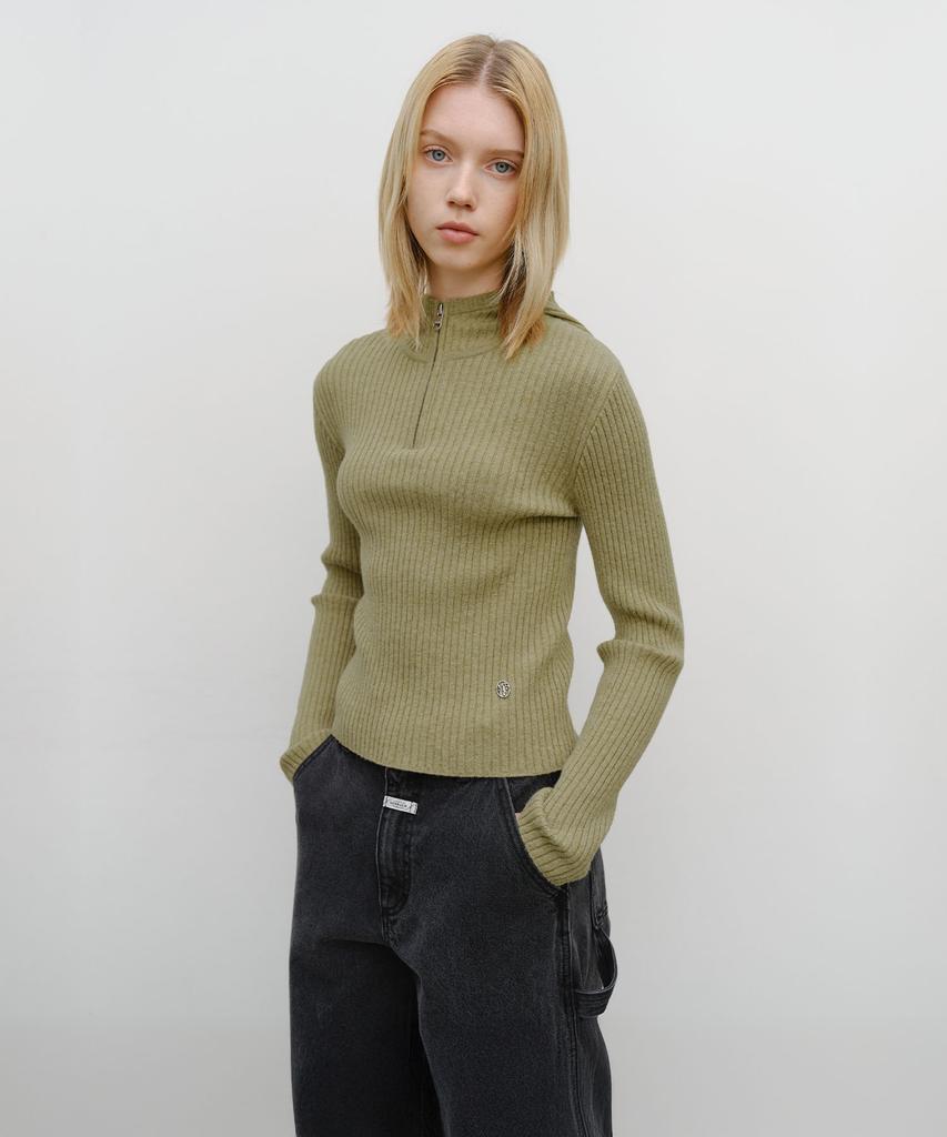 Malittepeulangsowajeobeo W Balaclava Hoodie Slim Knit Light Olive