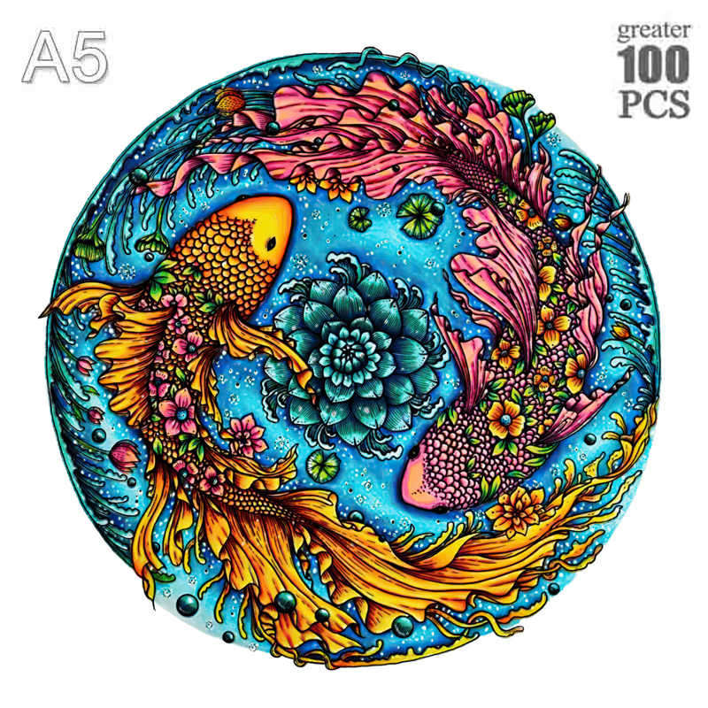 Non-Toxic Animal Wooden Puzzle For Adults Children A3 A4 A5 3D Wood Diy Crafts Shaped Christmas Gift Wooden Jigsaw Puzzle Gifts New