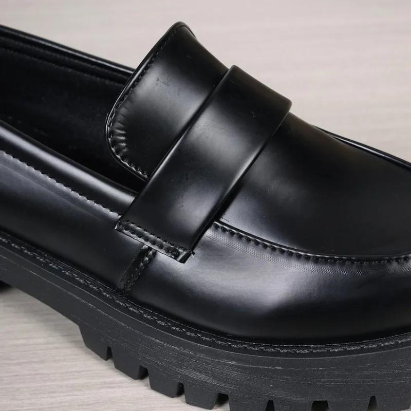 British Style Platform Loafers Women 2025 Plus Size Round Toe Single Shoes Woman Thick Bottom Pu Leather Shoes Mujer