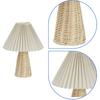 Pleated Table Lamp Bedside Night Lamp with Rattan Base Vintage Design Soft Warm Light for Bedroom Decor and Accent Lighting