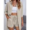 2023 Spring Women's Casual Patchwork Cotton Linen Two-Piece Set with Seven-Sleeves