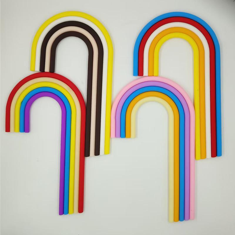 Versatile Rainbow Arch Cake Topper: Colorful Cartoon Forest Style Red Pink Rubber Ornament