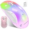 Memzuoix Wireless Mouse with RGB 1400 5 USB Receiver Compatible with Pink 2.4G LED, Rechargeable, Ergonomic, DPI, Optical, Buttons, Portable,
