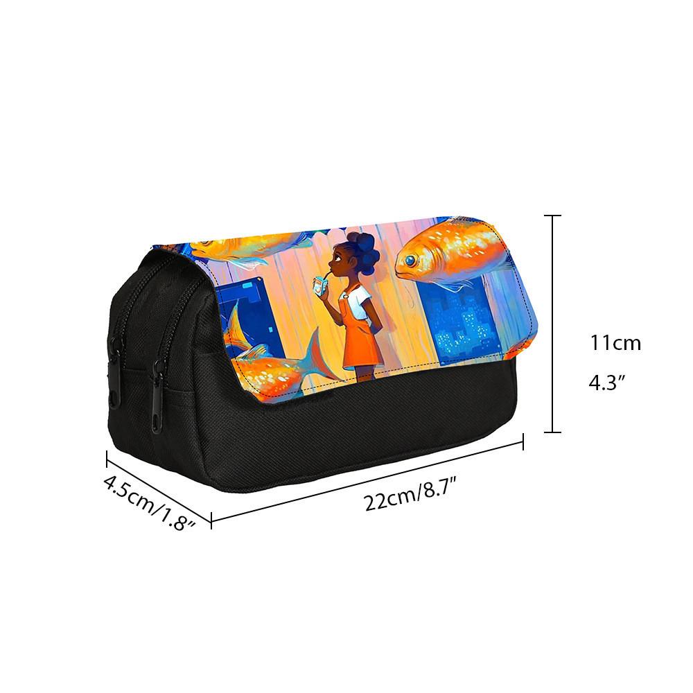 Alphabet Lore Double Layer Pencil Case For Students With Polyester Material And Storage Capacity