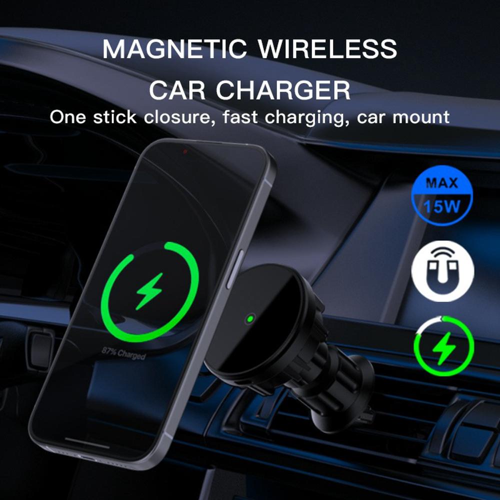 

15W Magnetic Car Wireless Charger Mount For Phone Fast Charging Car Holder (CE Certified) As Shown A