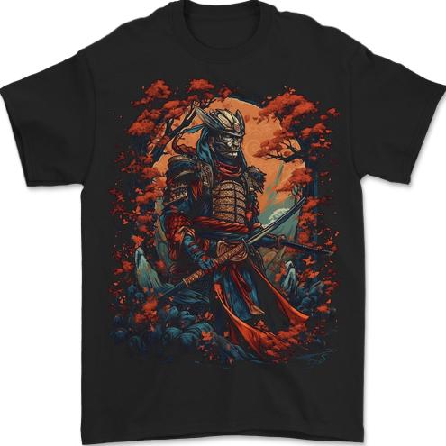 A Samurai Warrior With Swords Katana Kenjutsu Mens T-shirt Cotton M
