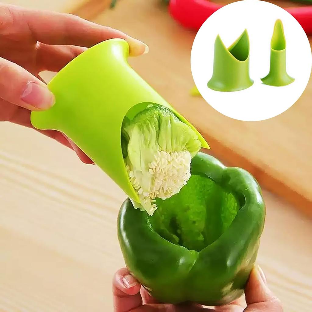 2Pcs/Set Pepper Corer and Seed Remover, Efficient Tool for Jalapenos, Peppers, Cucumbers, Tomatoes, and Other Fruits and Vegetables
