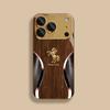 Golden Horse Wood Grain Tempered Glass Phone Case For iPhone 18 17 Pro Max 16 15 14 Plus 13 12 11 Pro 17Air 16E Protect Cover