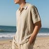 European American Summer Men's Casual Cotton Linen Polo Shirt