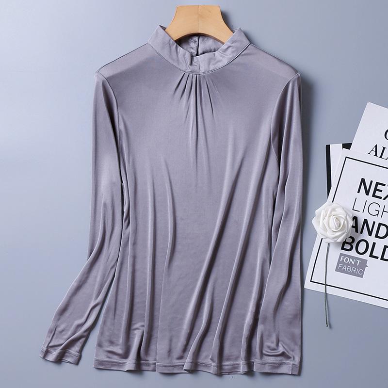 

Autumn/Winter Women s High Neck Ruffle Collar Silk Knit Top XL