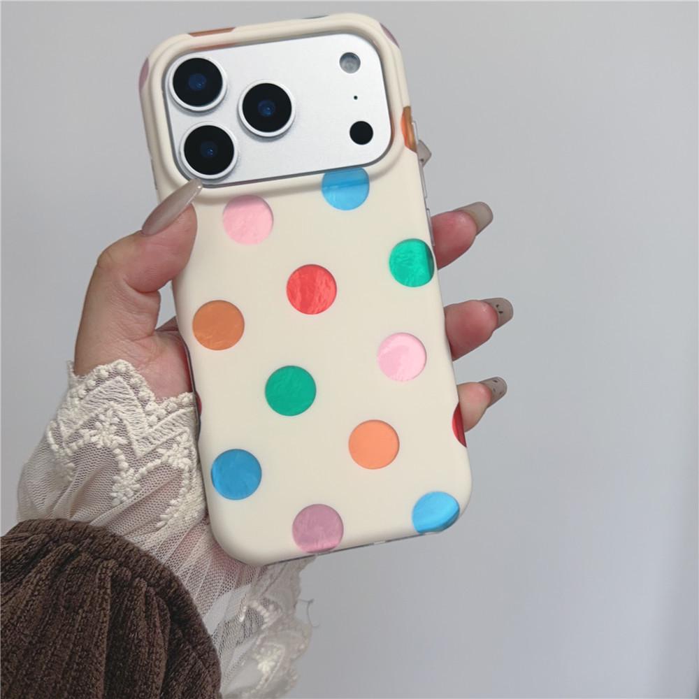

Creative Colorful Heart Polka Dot Case, Compatible with Apple iPhone 17 Pro Max, 15, 14, and 13 for Women 17